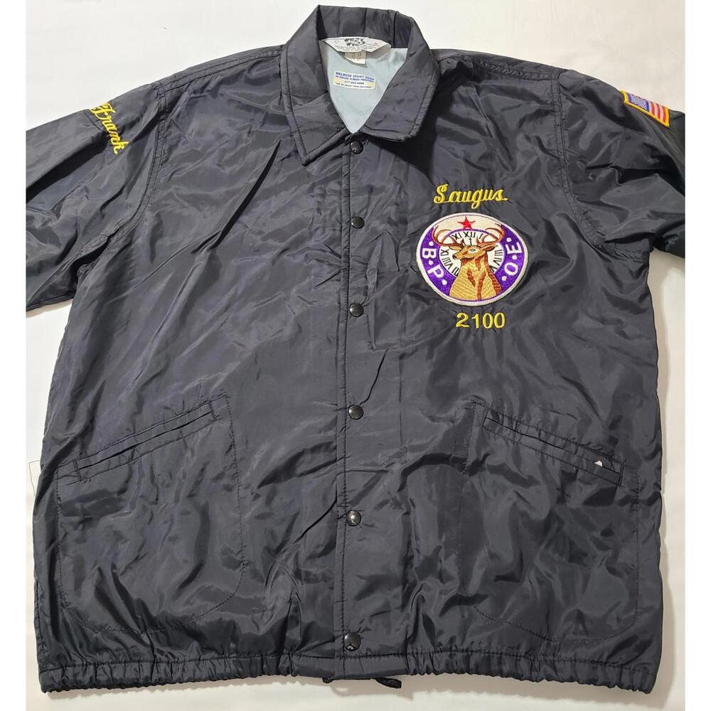 Vtg Elk Lodge Saugus BPOE 2100 Coach Jacket Mens Size Large USA Union Made Nylon
